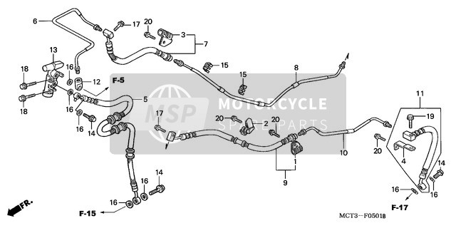 Honda FJS600 2002 Tubo freno posteriore (FJS6001/2/D3/D4/D5) per un 2002 Honda FJS600